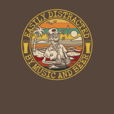 Easily Distracted by Music and Beer - Bella Unisex CVC Jersey Tee Design