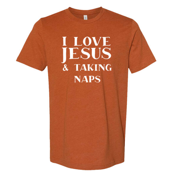 I Love Jesus & Naps - Bella Unisex CVC Jersey Tee Thumbnail