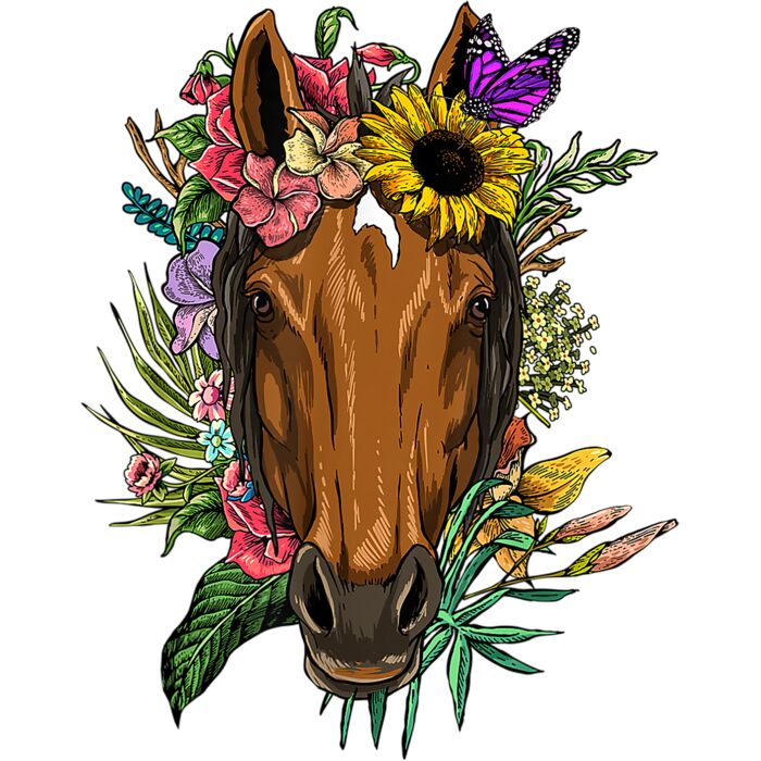 Floral Horse Spring Nature Horse Lovers For Women  Men T Shirt Thumbnail