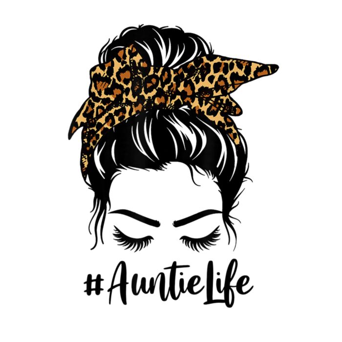 Auntie Life Messy Bun Hair Bandana Leopard Print Thumbnail