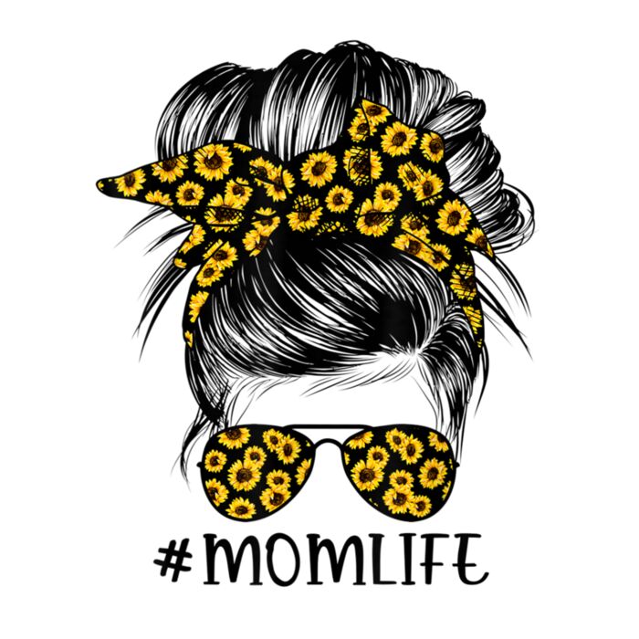 Sunflowers Mom Life Messy Bun Hair Sunglasses Thumbnail