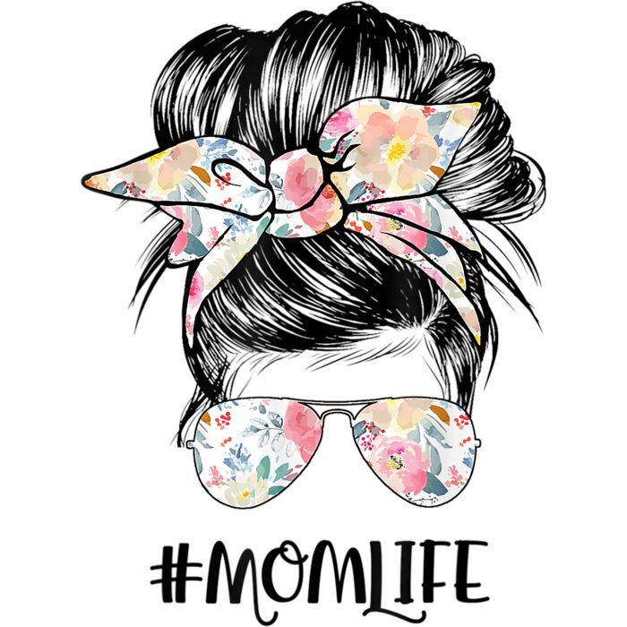 Mom Life Messy Hair Bun Women Mothers Day Funny T Shirt 1 Thumbnail