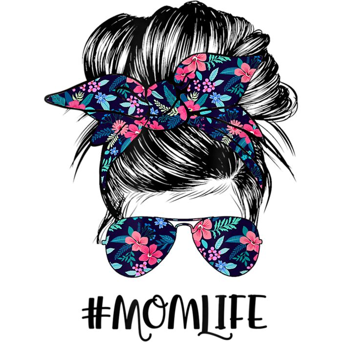 Mom Life Messy Hair Bun Women Mothers Day Funny T Shirt Thumbnail