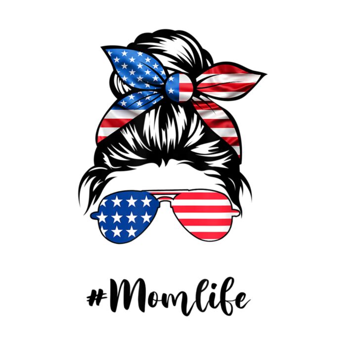 Mom Life Messy Bun America Flag Mothers Day Gift 4th Of July Thumbnail