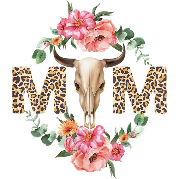 Mothers Day Cow Bull Mom Skull Boho Country Gift Women T Shirt Thumbnail