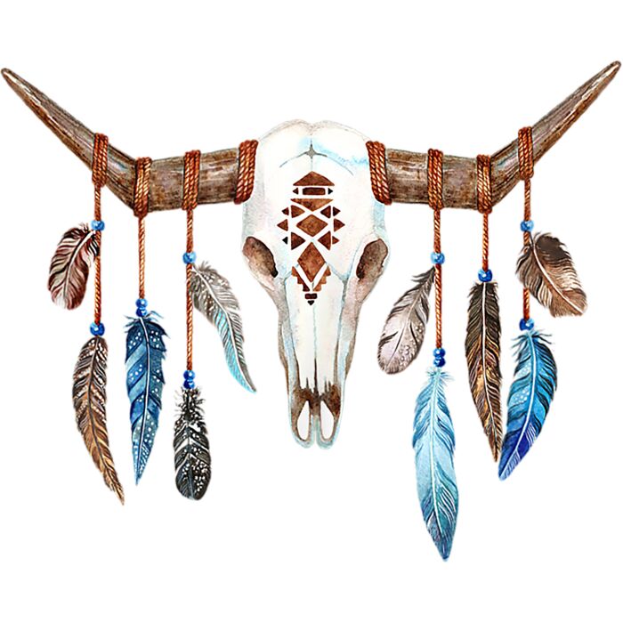Beautiful Cow Skull With Indian Feathers Boho Art Tank Top Thumbnail