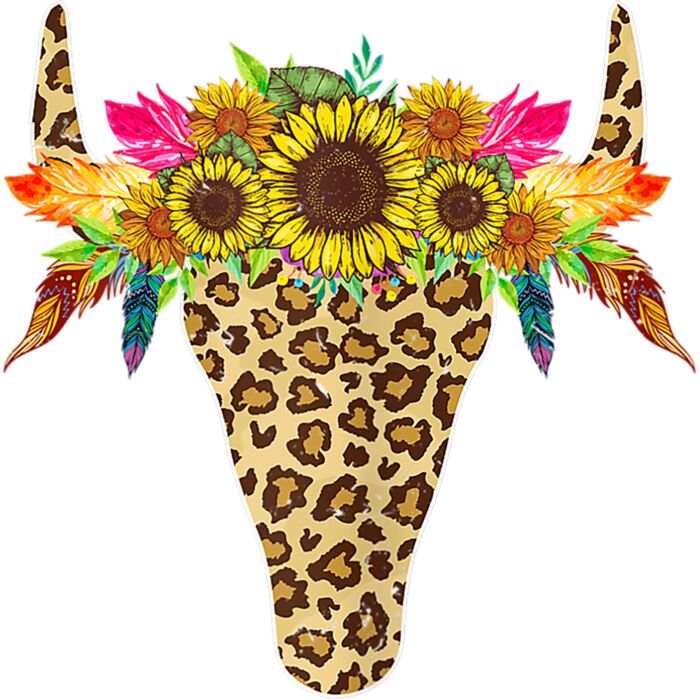Womens Sunflower Leopard Cow Bull Skull Costume Mothers Day T Shirt Thumbnail