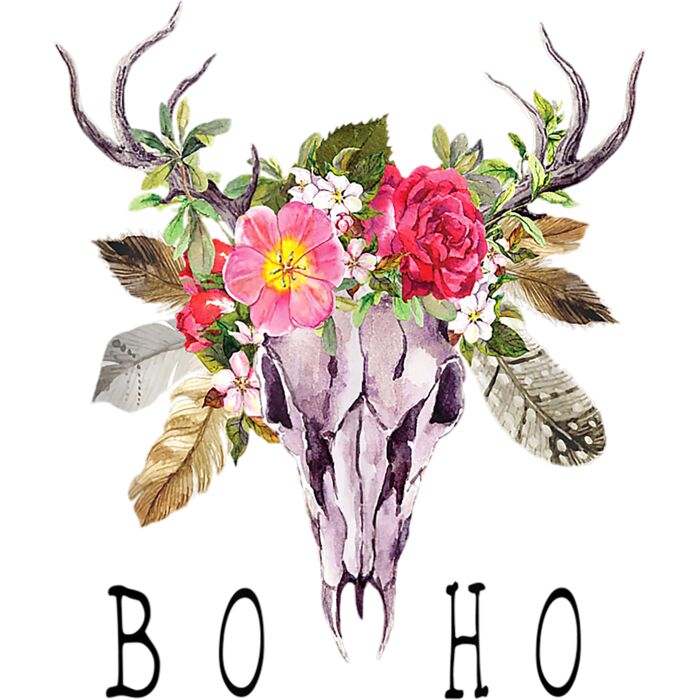 BoHo Cow Bull Skull With Flower Nice Tank Top Thumbnail