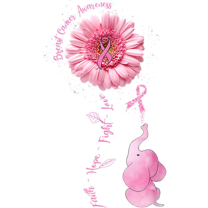 Faith Hope Fight Love Elephant Breast Cancer Awareness T Shirt Thumbnail