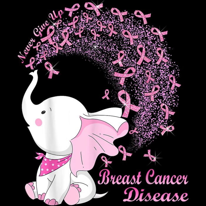 Cute Elephant Breast Cancer Awareness gift T Shirt Thumbnail