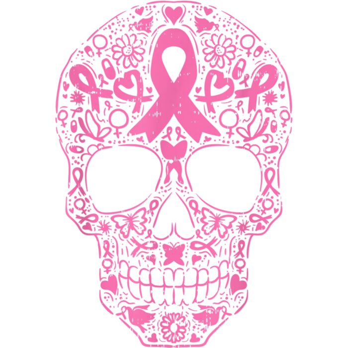Sugar Skull Pink Ribbon Calavera Breast Cancer Awareness T Shirt Thumbnail