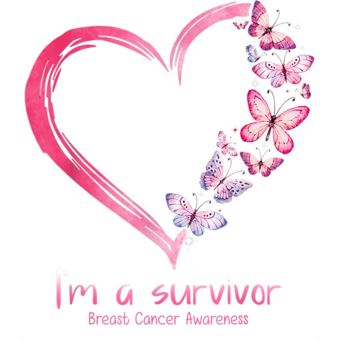 Pink Butterfly Heart Im A Survivor Breast Cancer Awareness T Shirt Thumbnail
