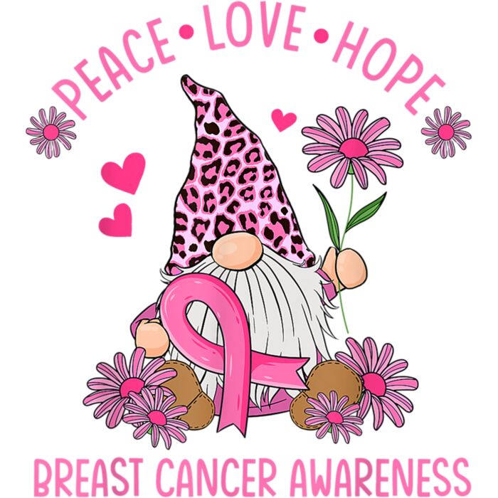 Peace Love Hope Gnome Leopard Breast Cancer Awareness Gifts T Shirt 1 Thumbnail