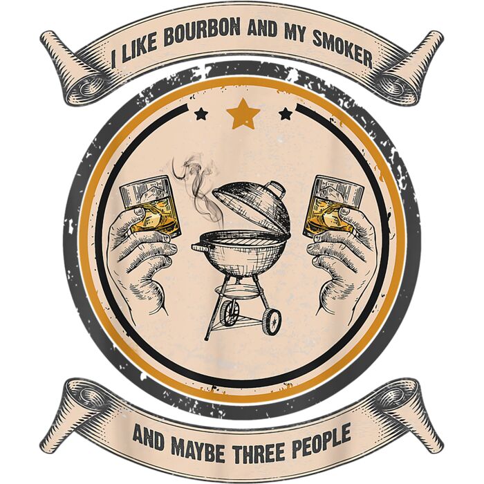 I Like Bourbon And My Smoker  Maybe 3 People Drinking Retro T Shirt Thumbnail