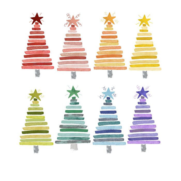 colorful christmas trees Thumbnail