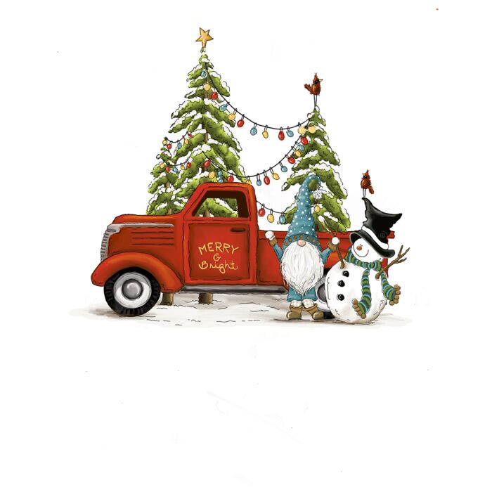 VINTAGE TRUCK MERRY SNOWMAN Thumbnail