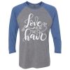 Unisex Triblend Three-Quarter Raglan T-Shirt Thumbnail